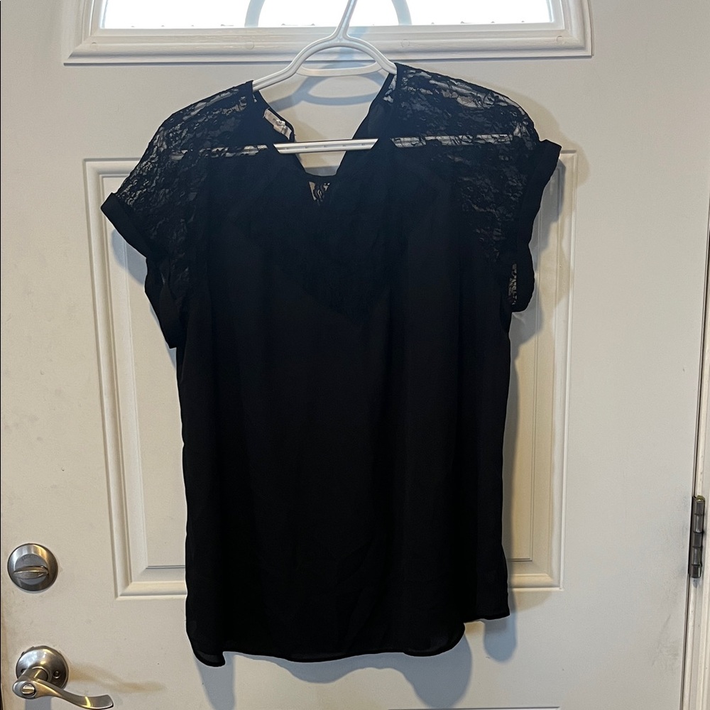 Maurices Black Lace Accent Blouse